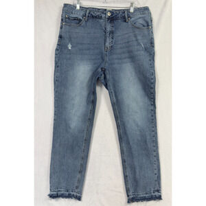 American Rag Jeans Womens Plus 18W Blue Denim Distressed Skinny Stretch